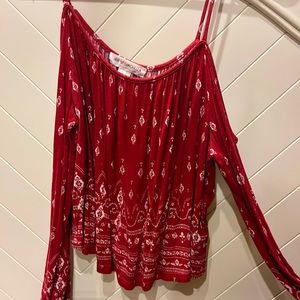 H&M Coachella size medium long sleeve bandana patterned top cut out shoulders